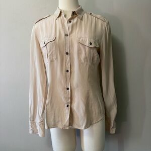 Weekend Max Mara Cream Button Down Shirt Silk M
